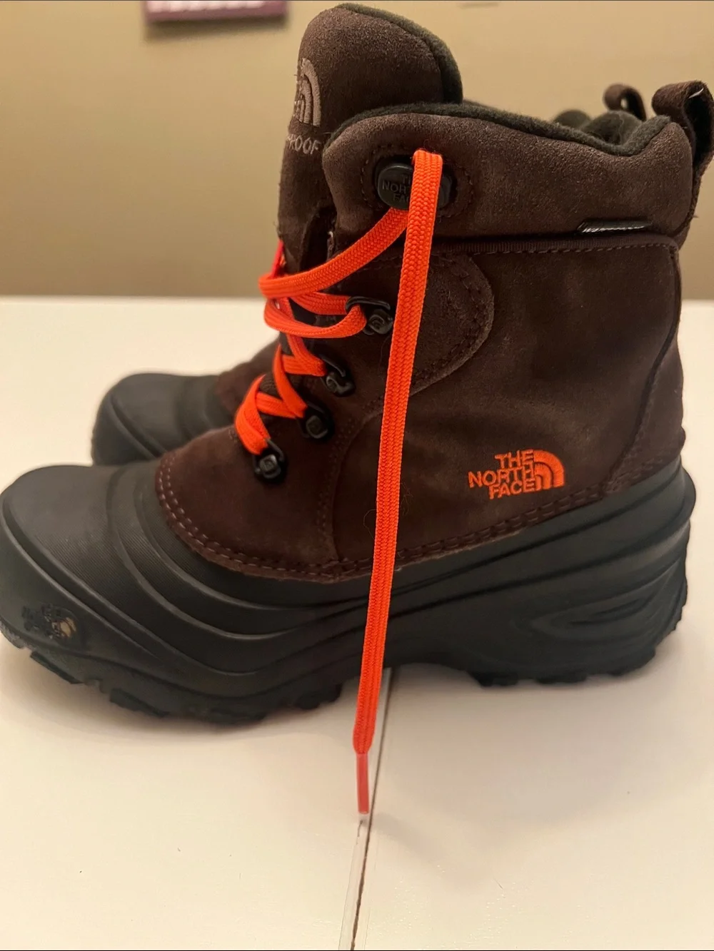 The North Face Brown & Orange Waterproof Winter Boots